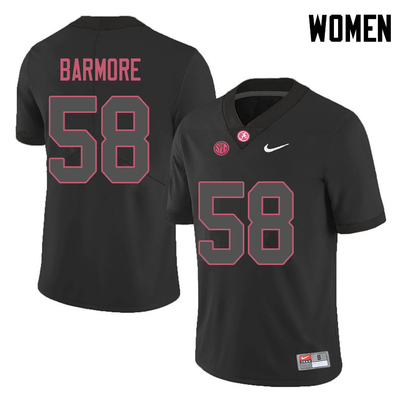 Women #58 Christian Barmore Alabama Crimson Tide College Football Jerseys Sale-Black